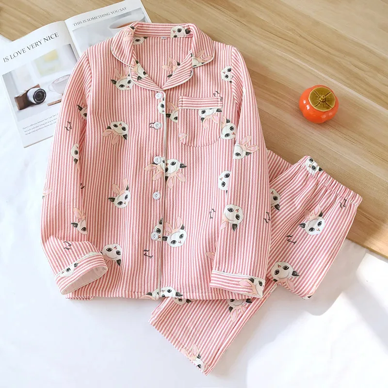 

Новые осенние и зимние пижамы из двух частей, брюки с длинными рукавами для пар, хлопковый воздушный слой, утепленный домашний сервис для мужчин и женщин