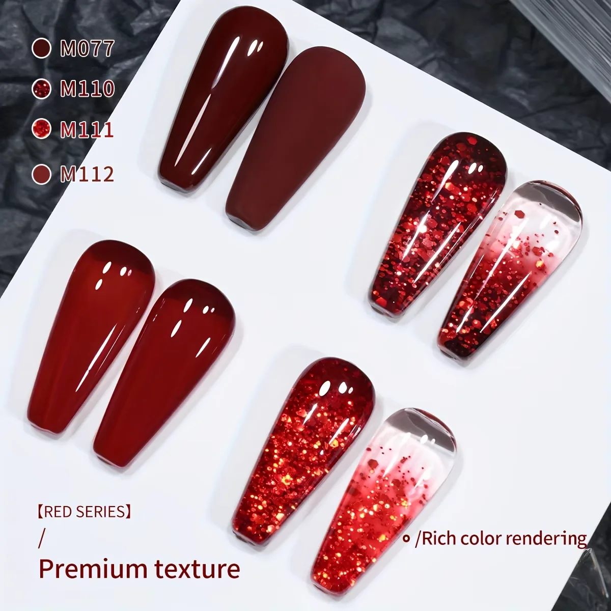 4pcs Create Luxurious Nail Art - Professional Soak Off Red Series Gel Polish for Long-Lasting Glossy Salon Manicure