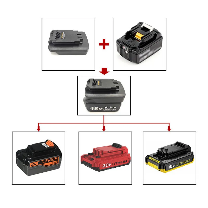 Battery Adapter For Makita 18V Lithium Battery To For Black&Decker/Porter Cable/Stanley 18V 20V Battery Tool Converter