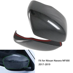 1 Pair For Nissan Navara NP300 2017-2019 Rearview Mirror Covers ABS Carbon Fiber Black Chrome Side Car Mirror Protective Cover