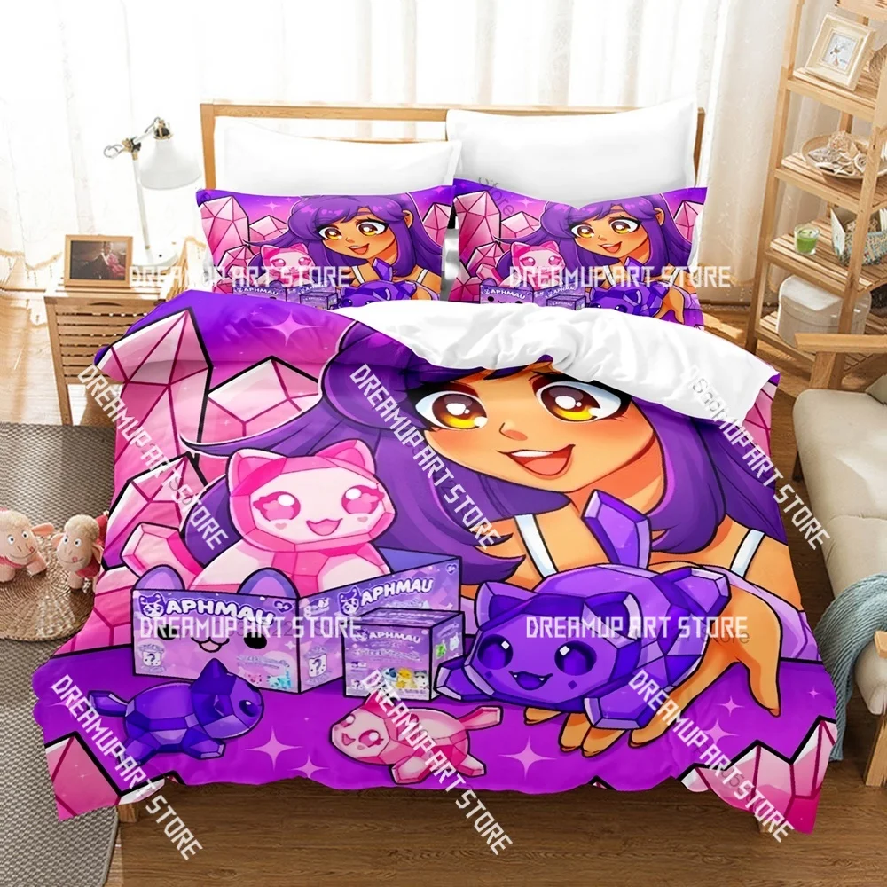 3D Printed Aphmau Gaming Bedding Set for Boys Girls Duvet Cover Pillowcase Twin Queen King Full Single Double Sizes