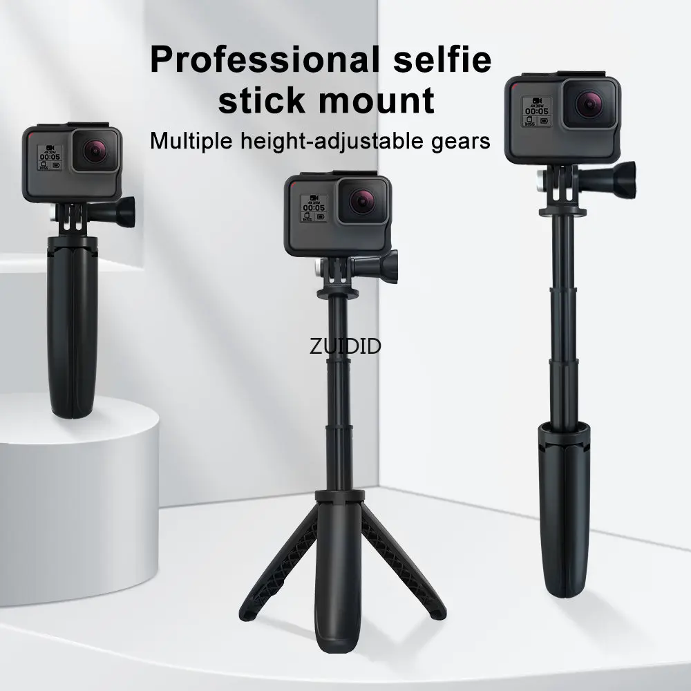 ZUIDID Foldable Tripod Mini Portable Tripod Monopod for GoPro 12/11/10/9/8/7/6/5/4 Black Session Osmo Action Camera Accessories