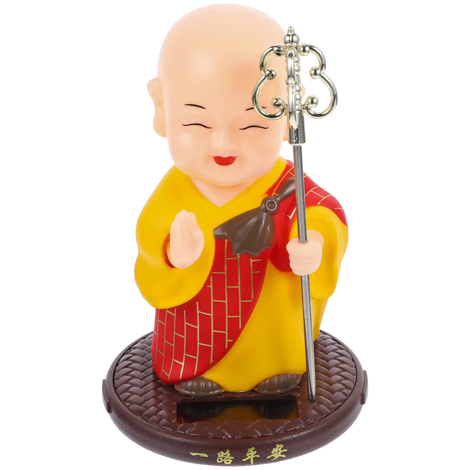 

Solar Monk Ornament Shaking Head Car Dashboard Decoration Plastic Mini Monk Statue Creative Home Office Zen Good Decor
