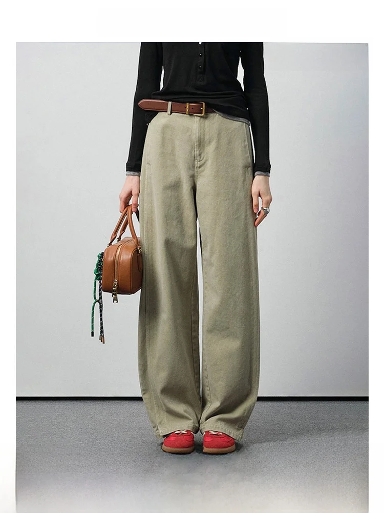 

VEGA CHANG женские повседневные свободные брюки, весна 2026, цвет хаки, универсальные широкие брюки, удобные дышащие брюки