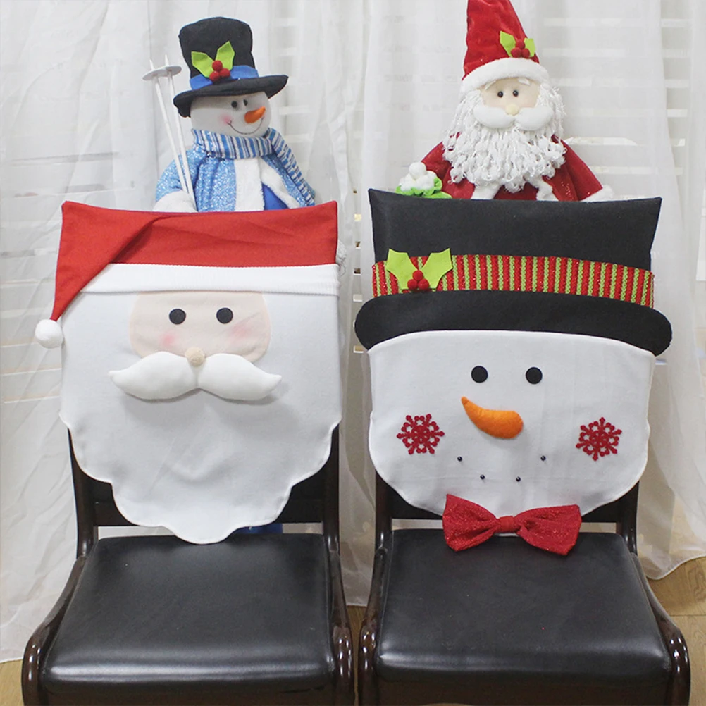 

Snowman Chair Cover Christmas Protector Party Decoration Holiday Atmosphere Waterproof Dining Room Kitchen Chairs