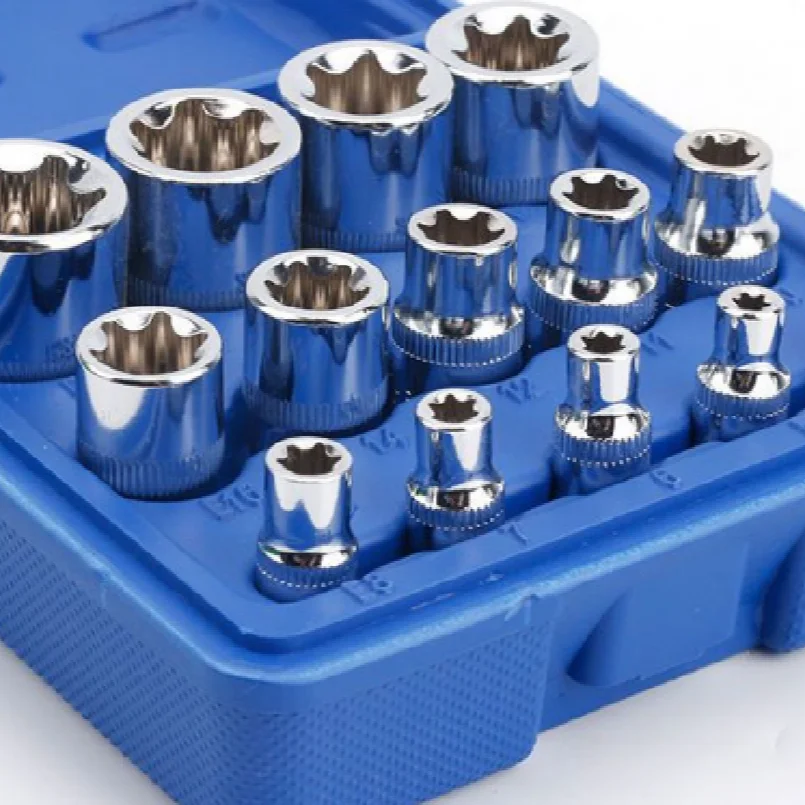 14PCS Female E Star Torx Socket Set E4-E24 E-Torx External Hex Socket Insert Nut