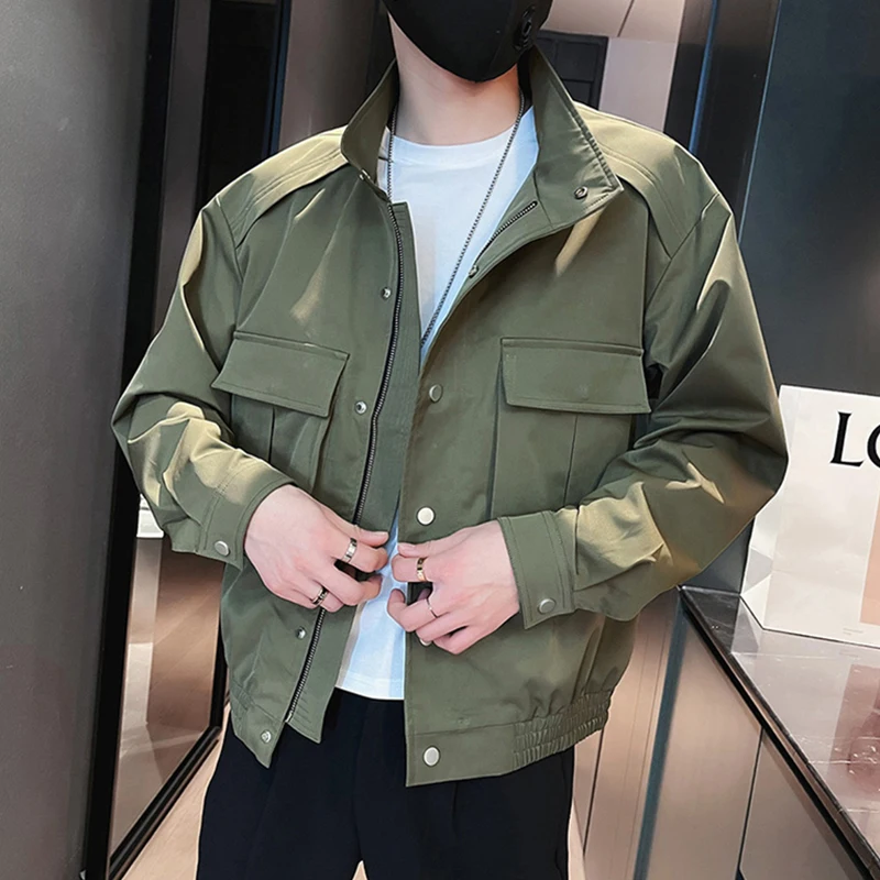 

Loose Casual Men's Workwear Jaet Autumn New Sle Retro Trendy Baseball Coat Stand Collar Windproof Outerwear for Youth