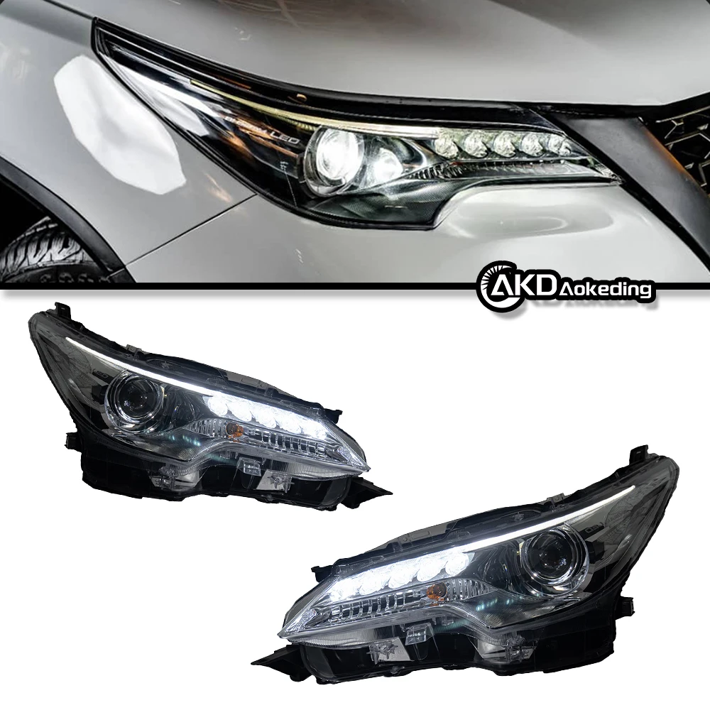 Auto Parts For Toyota Fortuner Headlights 2016-2020 latest Styling LED Daytime Lights Dual Projector Car Accesorios Modified