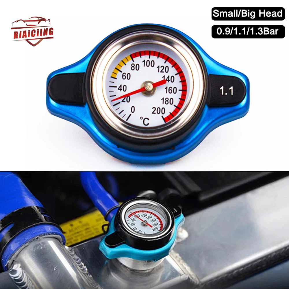 Thermost Radiator Cap Tank Cover Water Temperature Gauge 0.9Bar 1.1Bar 1.3 Bar Cover Racing Car Big or Small Head  parts