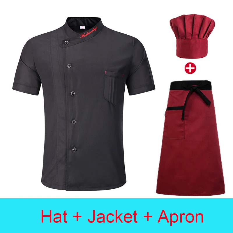 Kitchen Clothes Hotel Work Uniforms for Wome Catering Men's Chef Jacket Bakery Cook Cooking Hat Cafe Bar Waiter Apron