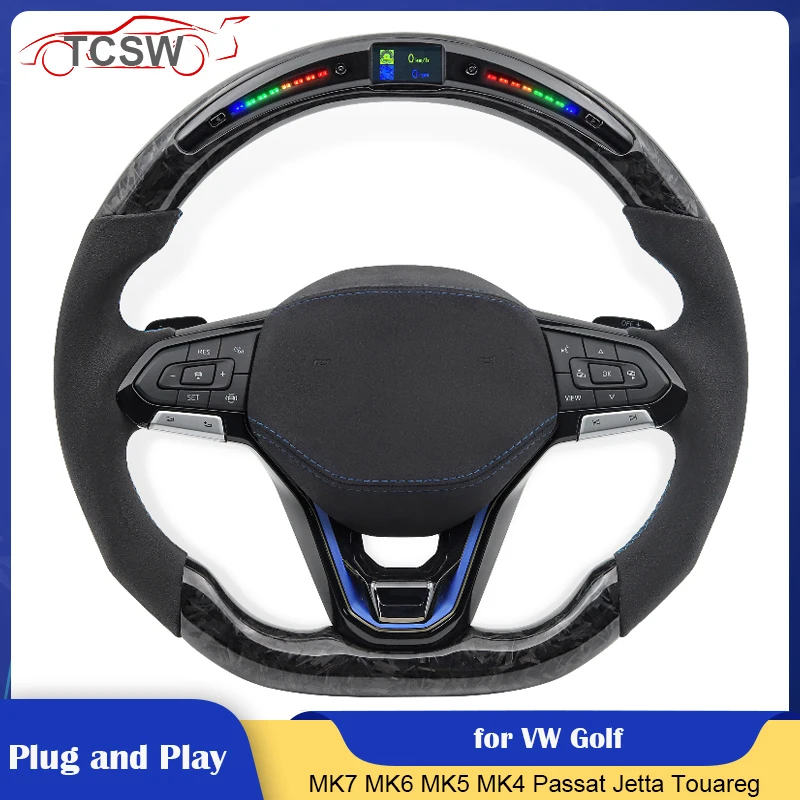 

TOP Forged Carbon LED Steering Wheel for Volkswagen VW Golf MK7 MK6 MK5 MK4 Passat Jetta Touareg Phaeton Tiguan Magotan Polo