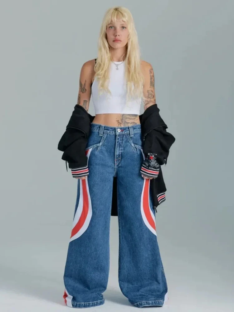 HOUZHOU Y2k Baggy Jeans Woman Oversize Wide Leg Denim Pants Harajuku Streetwear Korean Style Trousers Hip Hop American Vintage