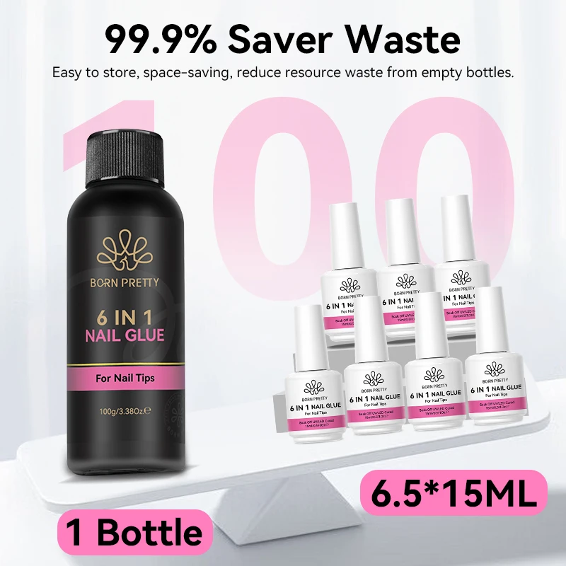 BORN PRETTY 100g 6 IN 1 Nagelklebegel für Acrylnägel, ablösbares Basisgel, Top Coat, UV-Verlängerungsnagelgel, Gel für künstliche Nagelspitzen – Detail 7