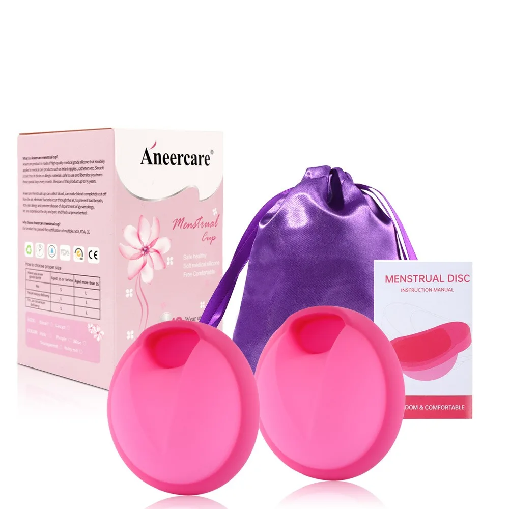 

Мягкая силиконовая женская чашка, многоразовые сертифицированные аксессуары для дисков, диск с сумкой для хранения, комплект для женщин, здравоохранение, женская гигиена