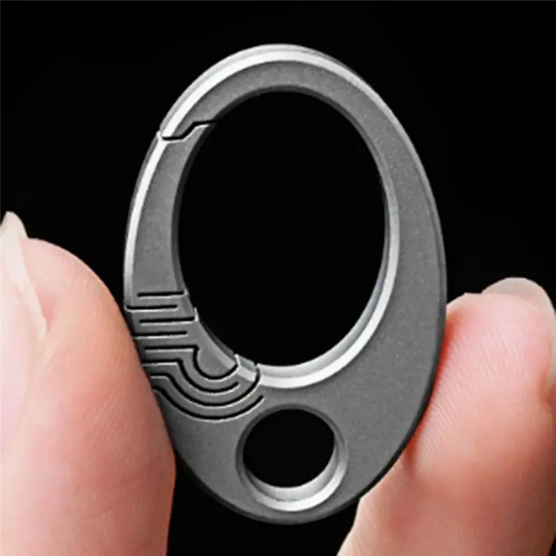 Y49A Titanium Alloy Mini Buckle Keychain Oval Shape Lightweight Durable EDC Outdoor Tool for Camping Hiking