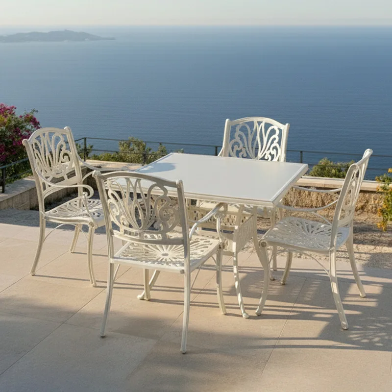 Outdoor leisure table and chair combination Heavy-duty cast aluminum Elizabeth chair Disassembly and assembly design Courtyard