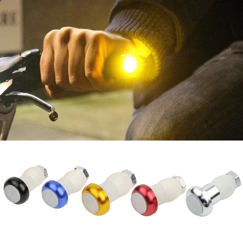 1 Pair Safety Cycling Bike Turn Signal Handle Bar End Plug LED Red Light Lamp Magnetic Handle Light Night Riding Warning Light