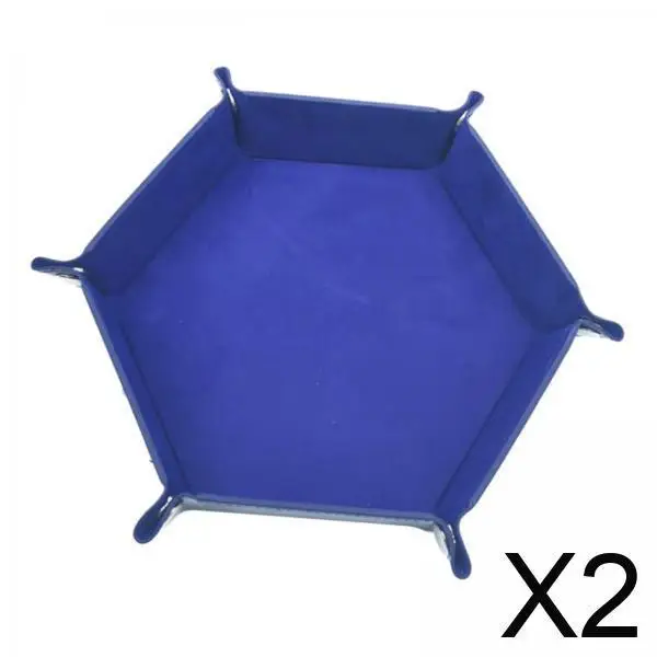 Large Dice Roll Tray PU Leather Foldable Hexagon Organizer for Candy Keys and Tabletop Roleplaying Games