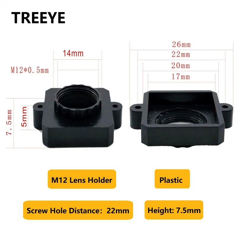 

Plastic M12 Lens holder Screw Hole Distance 22mm Holder Height 7.5mm 8.5mm 10mm Optional cctv camera Module PCB Lens Adaptor