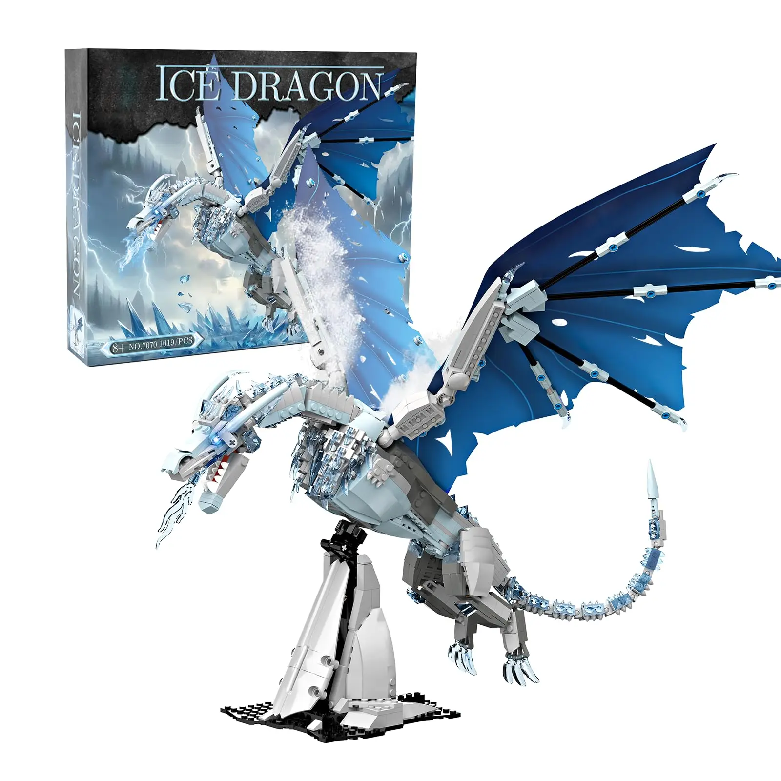 

Ice and Fire Dragon Building Set, compatible with major building block brands, adult collectible MOC dragon model STEM, 1018 PCS