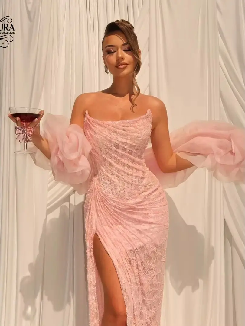 Aura A Word Elegante Partykleider 2026 Luxuriöse Abendkleider für Hochzeiten Maßgeschneidert Rundhals Pailletten Koreanisches Beliebtes Kleid