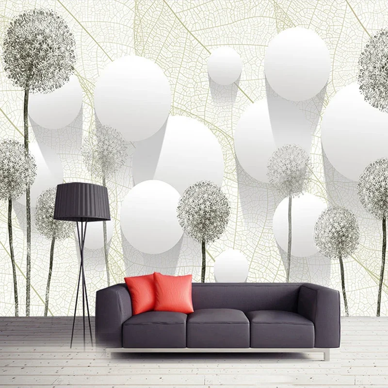 

Custom Photo Wall Paper 3D Stereoscopic Dandelion Flower Circle Ball Living Room TV Background Mural Wallpaper Modern Home Decor