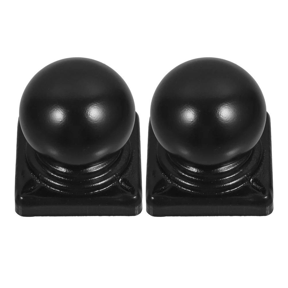 

2pcs Iron Post Fencing Caps Black Decorative Round Metal Finials Weather Resistant Fence Post Cap For 60Mm Square Posts Durable