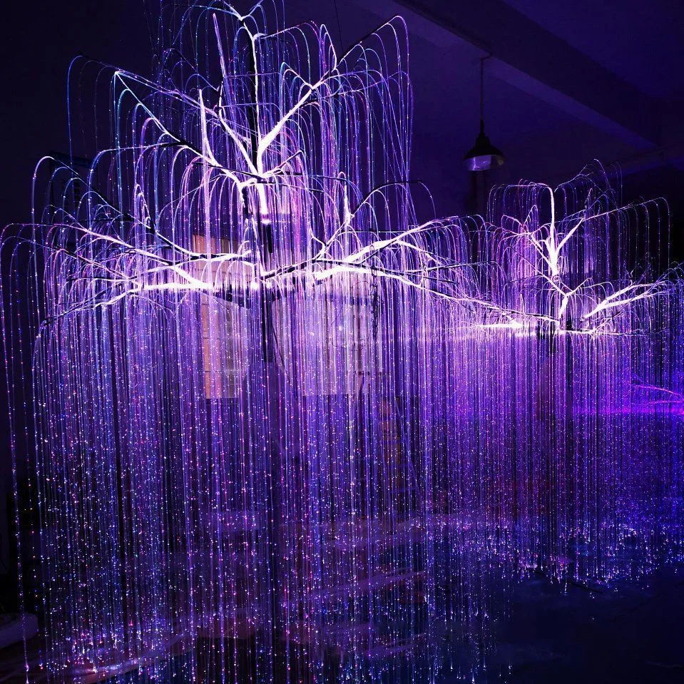 

Custom Dmx512 24W DIY Multi Colorful Fiber Optic Tree Night Lights Willow Tree Shape Garden Landscape Rgb Christmas Ambient Lamp