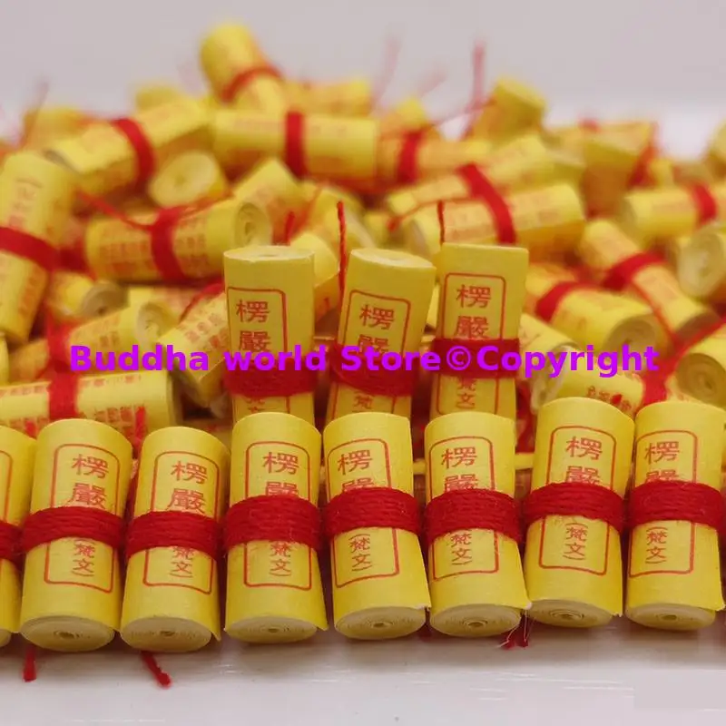 

20P Wholesale Buddhist supplies miniature Sanskrit Shurangama Mantra Buddhist scriptures Paper roll amulet talisman Temple Abbot