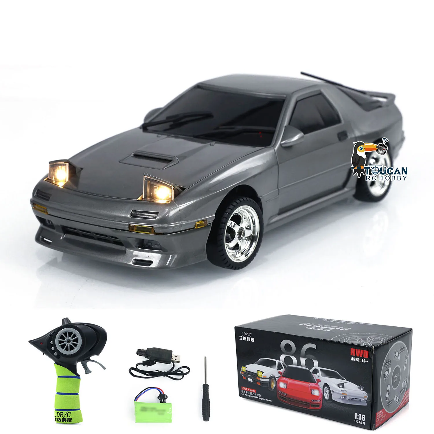 1:18 RX7 RWD RC Drift Car LDRC LD1802 Sterowanie radiowe Pojazdy wyścigowe Żyroskop Gotowy do biegania Zabawka Prezenty dla chłopców