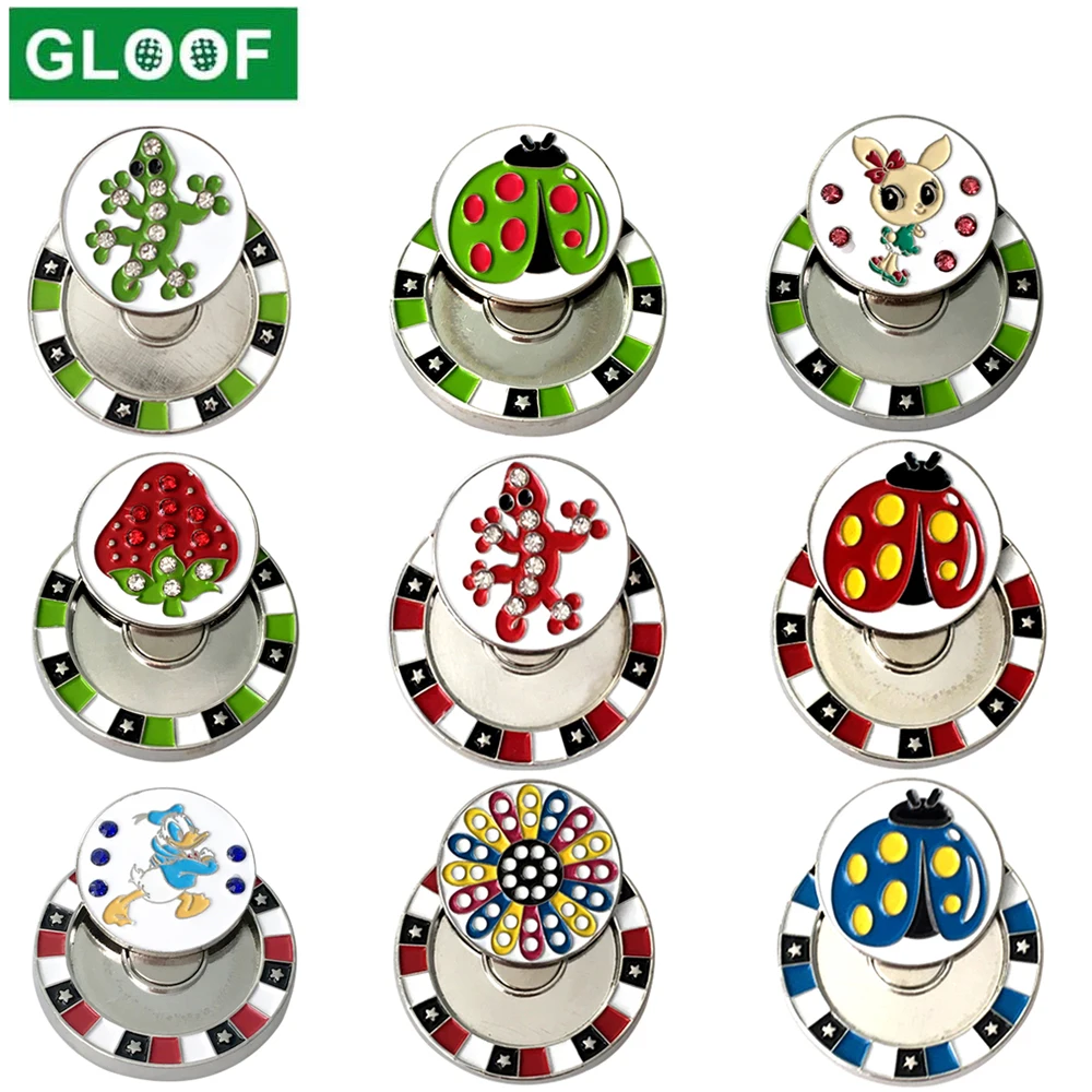 1Pc Double Layer Golf Ball Mark w Magnetic Golf Hat Clip Mark Golf Ball Position 9 kinds for Choice Golf Marker Golf Accessories