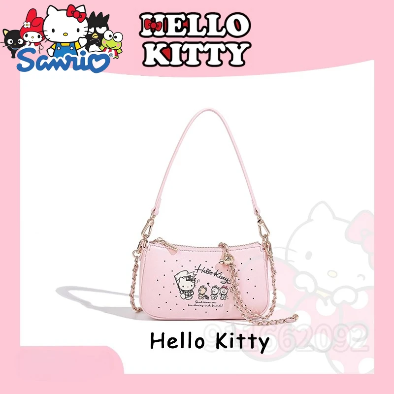 

Hello Kitty New Women's Shoulder Bag Pink Fashion Women's Handbag Chain Cartoon Casual Women's Bag Large Capacity High Quality