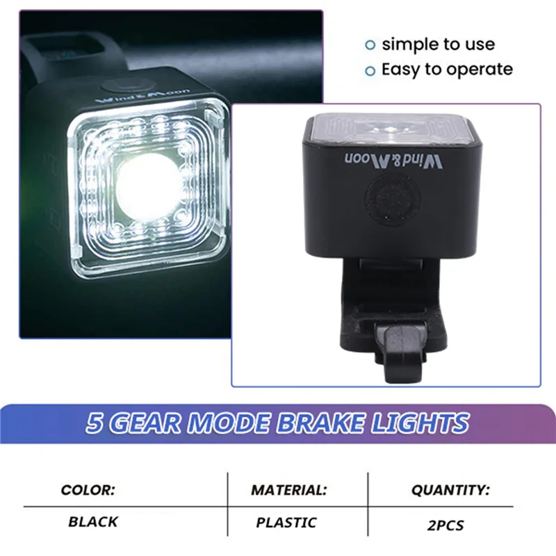 

A29Z-WIND&MOON 120 люмен IP66 водонепроницаемые комплекты фар и задних фонарей для 5 режимов передачи стоп-сигнала