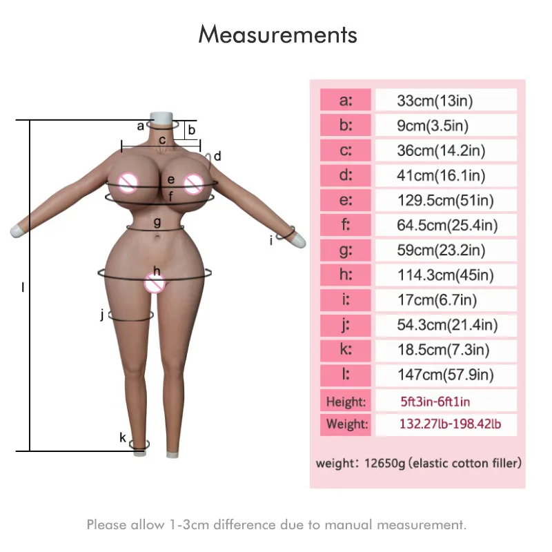 Roanyer Silicone X Cup Whole Bodysuit Crossdresser Costumes Drag Queen Transgender Man’s Chest Artificial Tits Fake Boobs Body