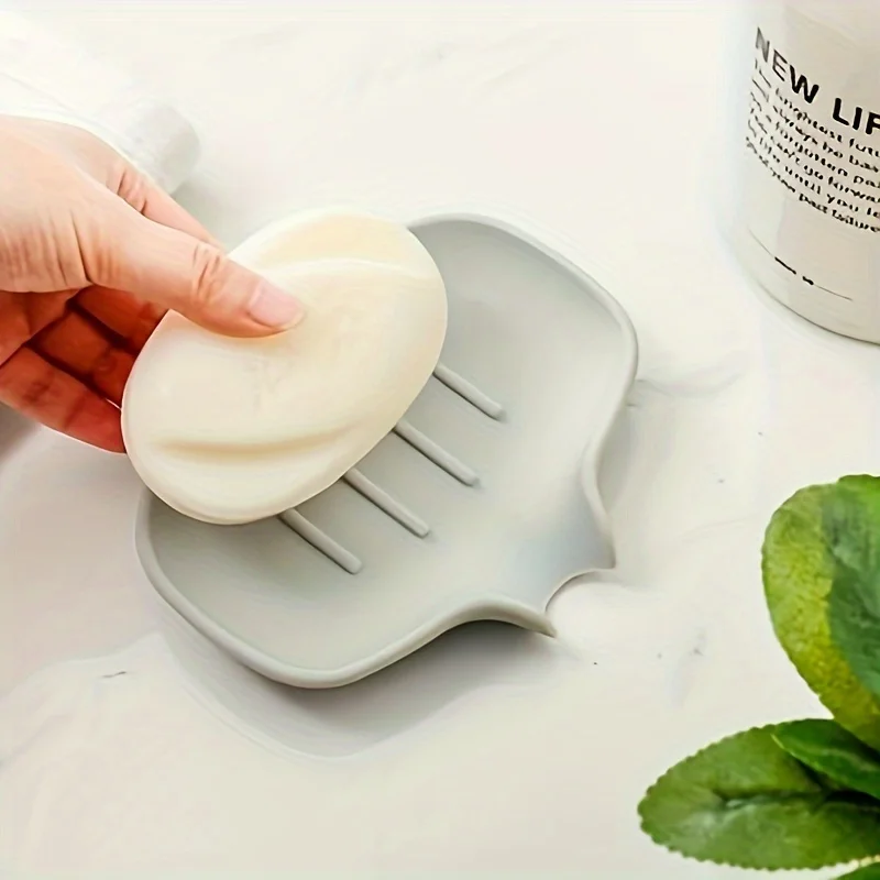 1Pc Silicone Soap Tray, Sink Soap Tray, Self-Draining Soap Rack, Bathroom Soap Rack, Soap Storage Rack, Bathroom Accessories