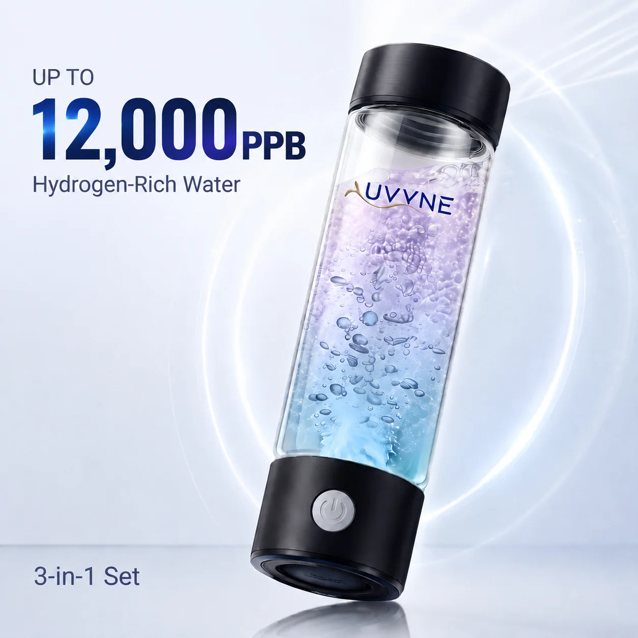 Image of 12000PPB SPE PEM Wasserstoff-Wassergenerator-Flasche, tragbarer, wiederaufladbarer alkalischer Ionisierer-Becher, Gesundheitsgetränk für Zuhause und Reisen