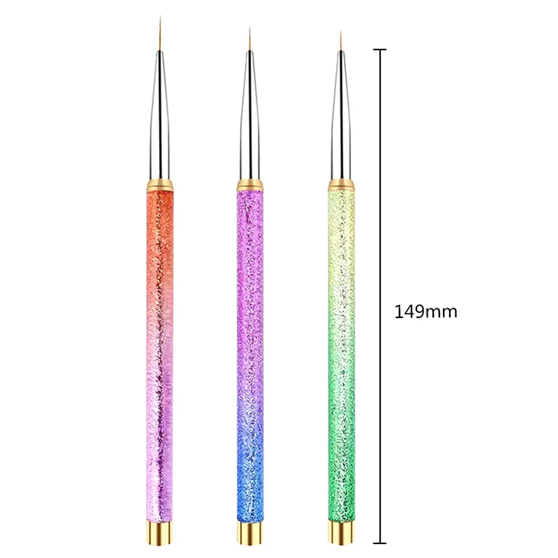 3Pcs/Set Nail Art Liner Brushes Set Elongated Lines Striping Drawing UV Gel Painting Nail Design Pen Profesjonalne narzędzie do manicure