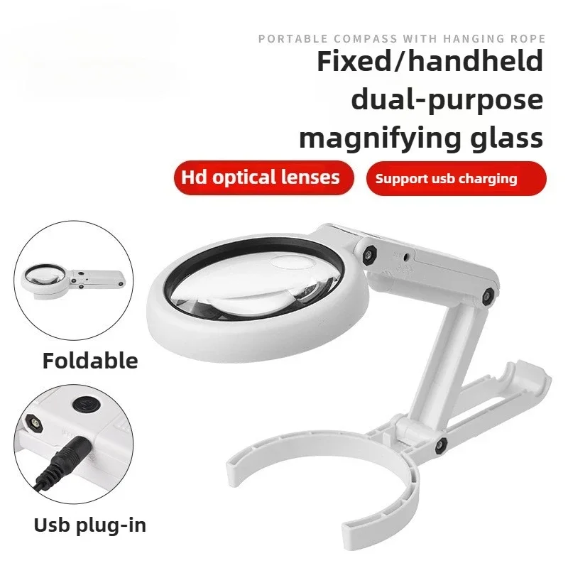 

Foldable with 8 LED Light 5x 11x Stand Desk for Jewelry Appraisal Reading Repair Magnifying Glass Portable Hand-held