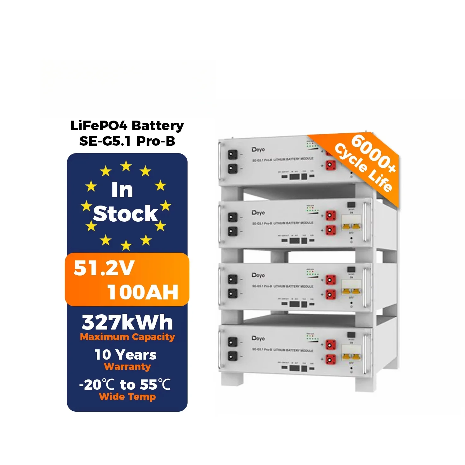 

Hot Sale Deye Se-G5.1 Pro-B Eu In Stock Pack 3U 51.2V100Ah Energy Storage System Lifepo4 Battery Lithium Battery
