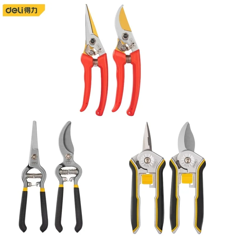 Deli 2 Pcs Horticultural Pruning Scissors Set Professional Garden Trees Branches Shears Multifunction Gardening Pruning Tools