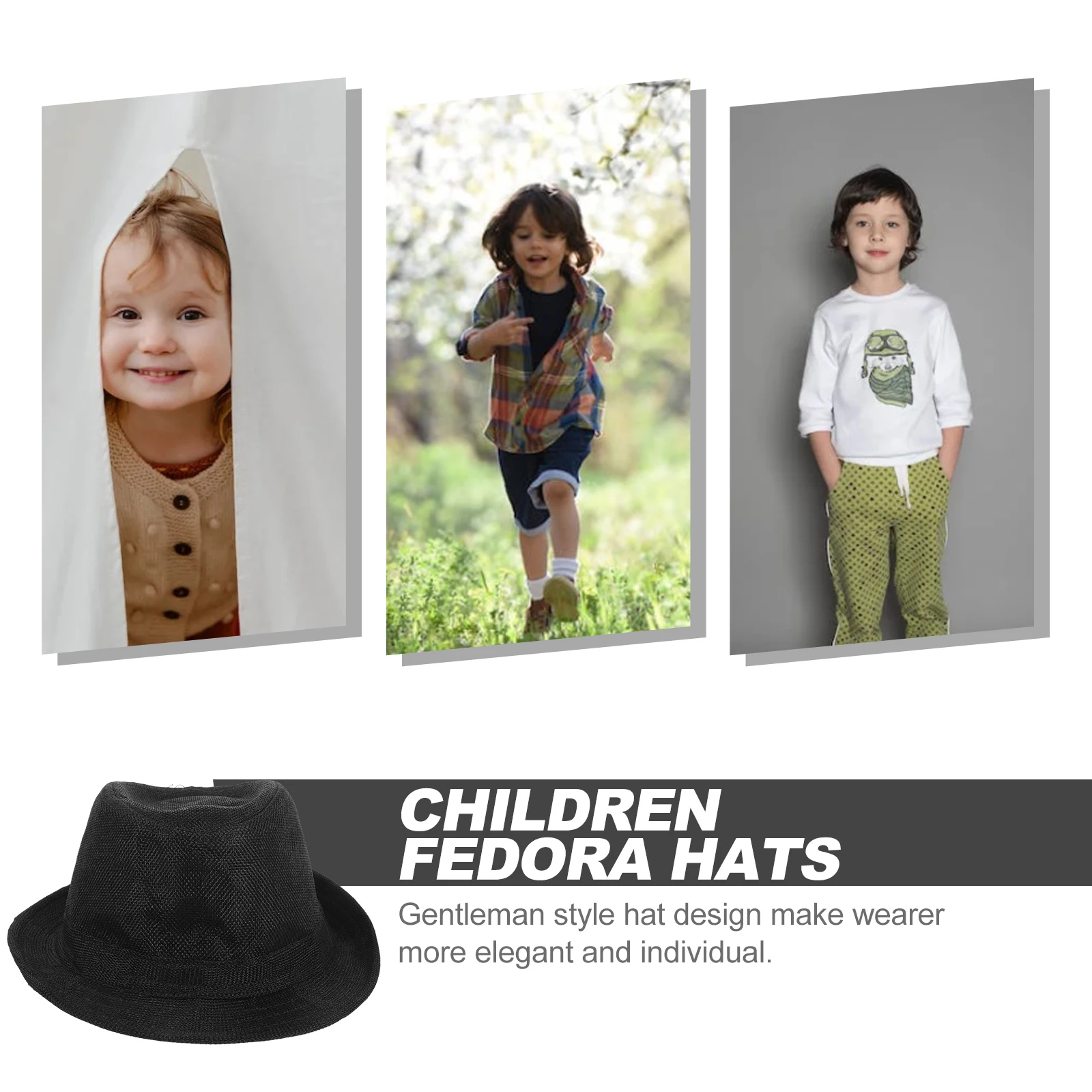 

Dance Performance Hat Fedora Hats for Kids Men Lightweight Cotton Gentleman Style Wide Brim Cap Elegant Party Costume for Girls