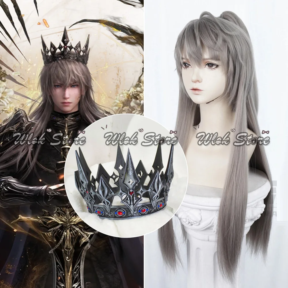 الحب والمساحة العميقة Xavier ملك داركنايت الملك شعر مستعار تأثيري وتاج الرجال النساء كرنفال هالوين حفلة لعب الأدوار الدعائم #1