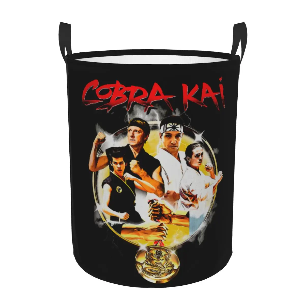 Custom Cobra Kai Laundry Hamper  Storage Basket The Karate Kid Series Tshirt Strike First Strike Hard Girls Boys Toy Organizer