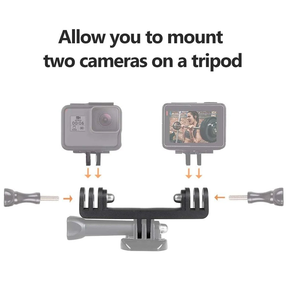 For GoPro Dual Twin Mount Adapter Set 1/4\'\' Screw Adapter Set For GoPro 13 12 11 10 9 8 7 6 Insta360 X4 X3 DJI OSMO Action 4 3