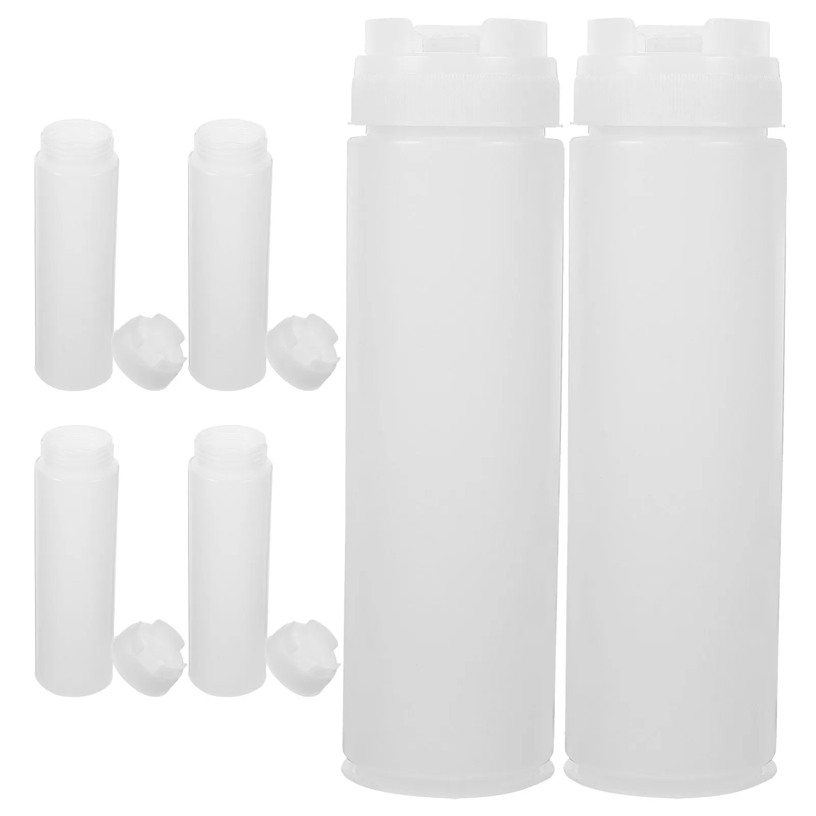 

6pcs Double sided Squeeze Sauce Bottle 16oz 5.5x22cm 480ml White Kitchen Gadgets Condiment Dispensers Portable Bottles