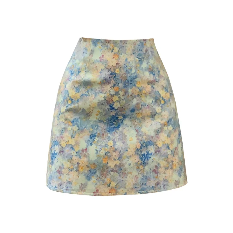   Faldas envolventes acampanadas con estampado Floral Vintage para mujer, minifaldas sexis informales de cintura alta para oficina, verano 2025, para mujer