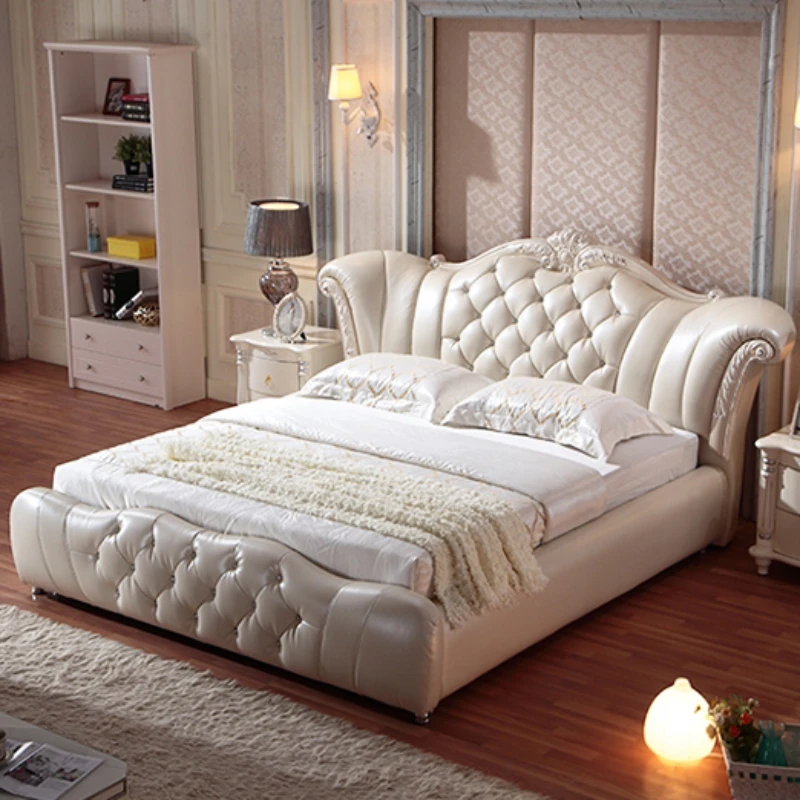 

High End European Double Bed King Size White Luxury Modern Twin Bed Floor Design Camas De Casal Bedroom Set Furniture Queen