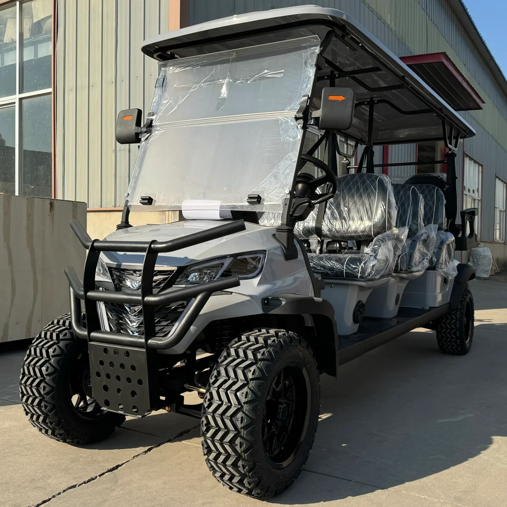 

2024 новый дизайн, частная клубная электрическая внедорожная тележка для гольфа, 48 В, литиевая батарея, гольф-багги, 8 мест, электрическая тележка для гольфа