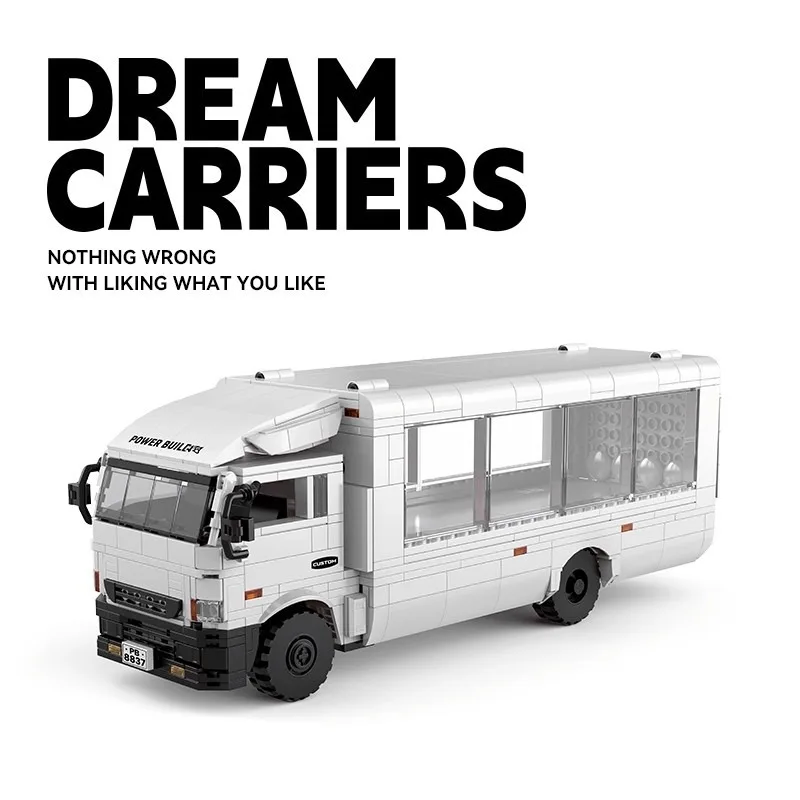 830PCS Dream Carriers Series F3 Closed Trailer Truck Technical Car Model Building Blocks Bricks Toys for Kids Adults Boys Gifts