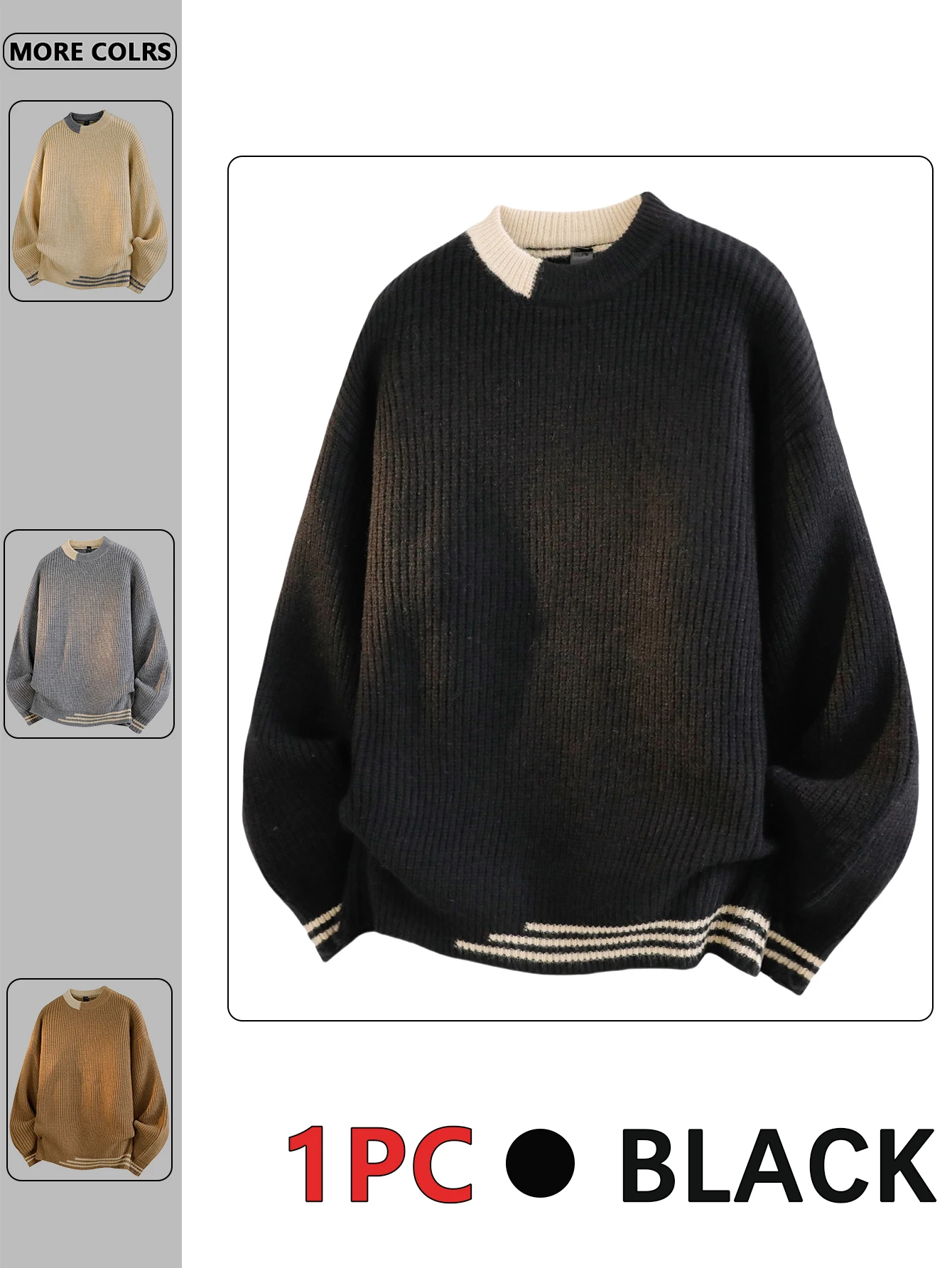 

Men's Plain Round Neck Long-Sleeved Sweater, Regular Fit Casual Stretch Knitwear, Comfortable Fabric, Suitable for Home Leisure, Sports, Running Exercise, Daily Commuting, Street Wear, Vacation Wear.